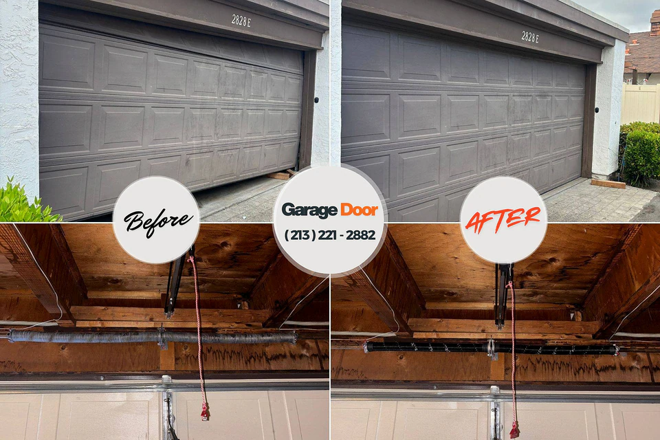 Before and after: garage door repair Brundidge, AL